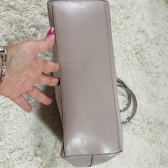 SOLD Kate Spade New York Cassy XL Leather Shopper Bow Tie Fab Lavender Gray Tote - Picture 6 of 15